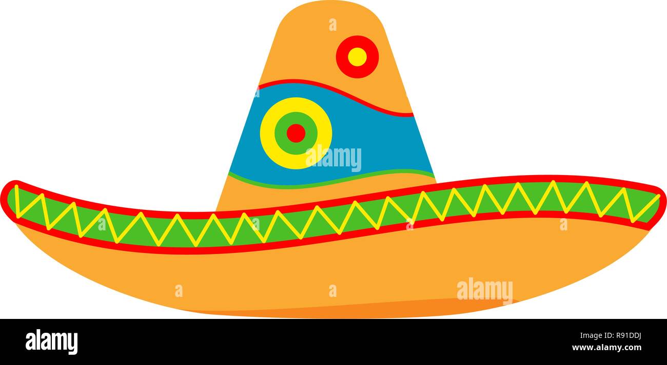 Colorful cartoon mexican hat. Stock Vector