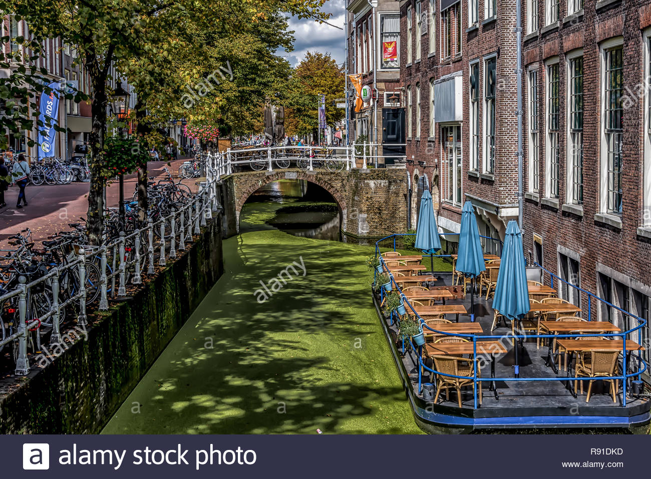 Delft Green Algae Barge Patio Stock Photo 229299377 Alamy