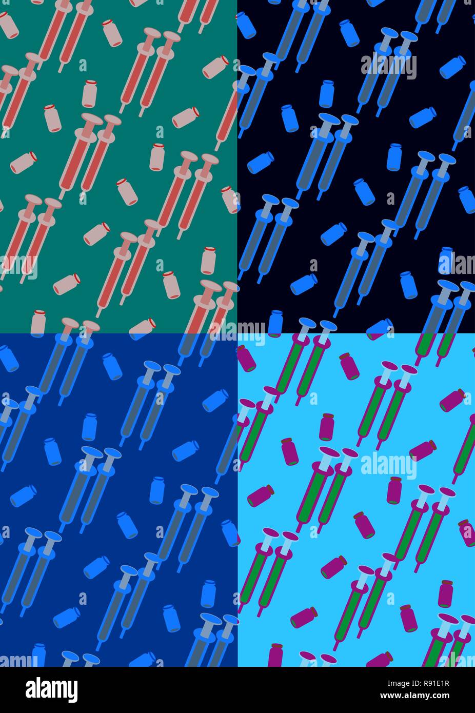 Colorful seamless pattern with pill elements vector illustration Stock Vector