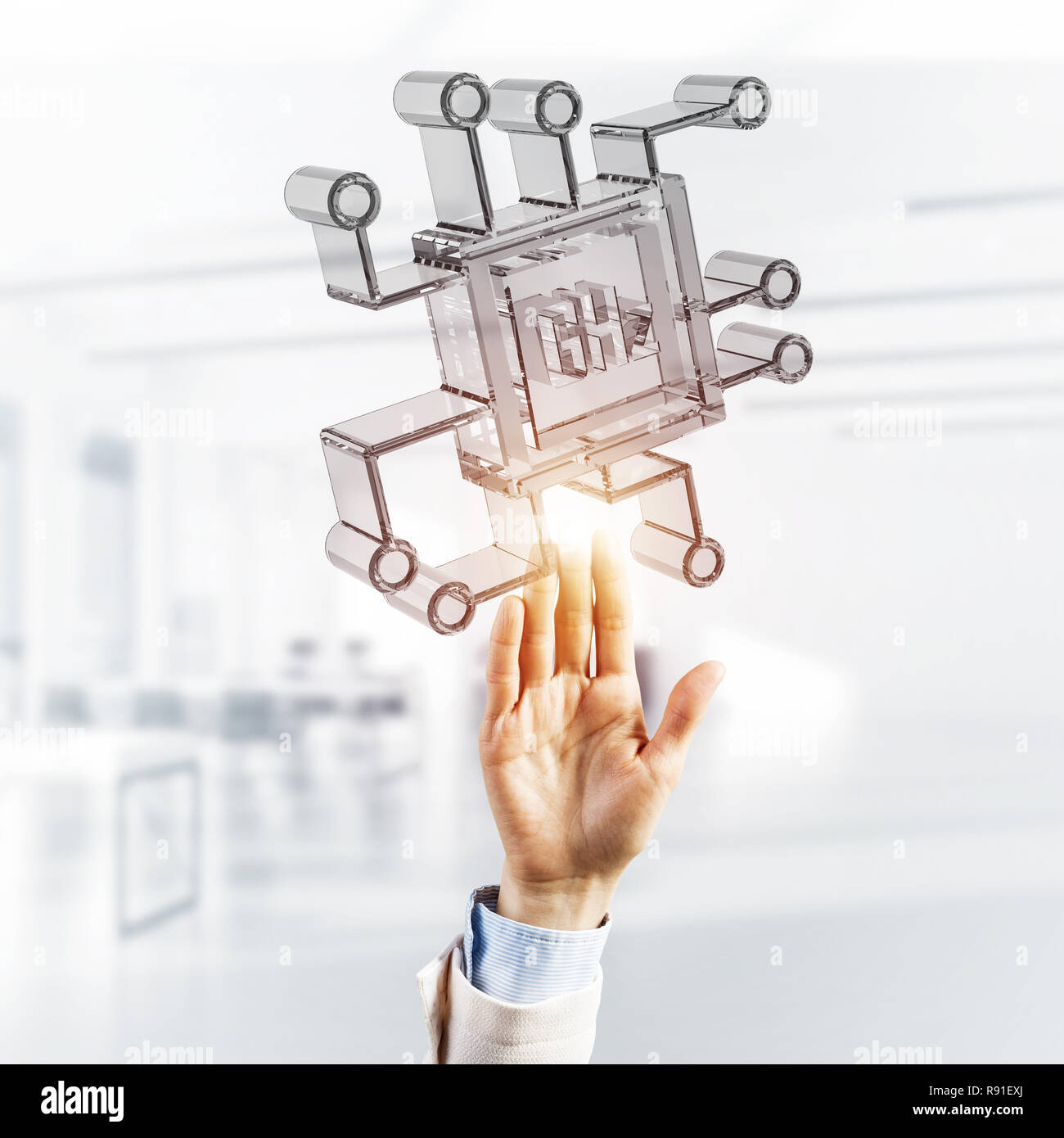 Computing and innovation concept with chip icon. Mixed media Stock ...