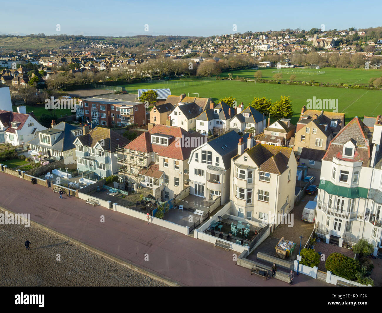 Aerial views from Marine Parade, Hythe, Kent Stock Photo Alamy