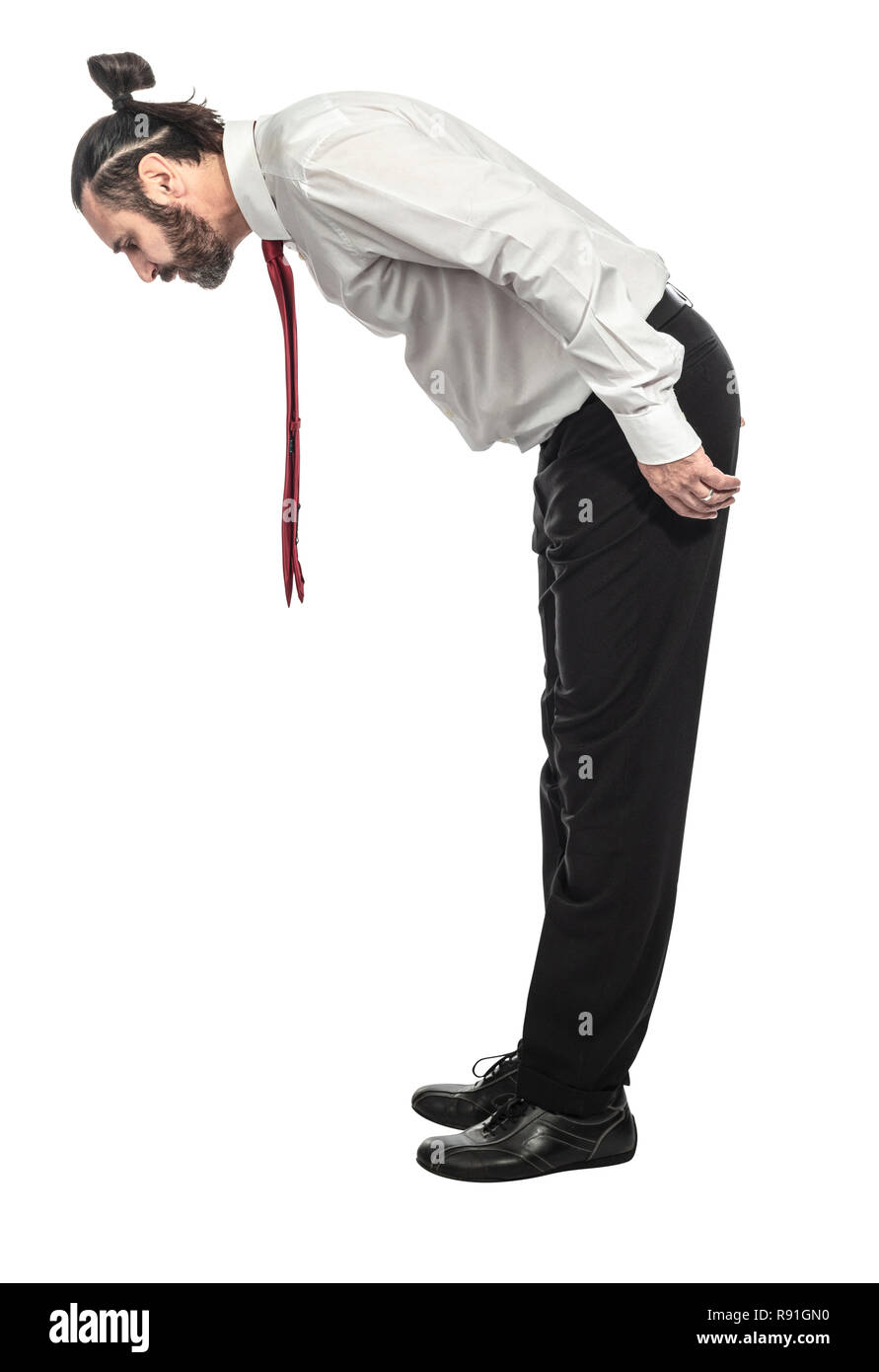 man look down isolated on white background Stock Photo Alamy