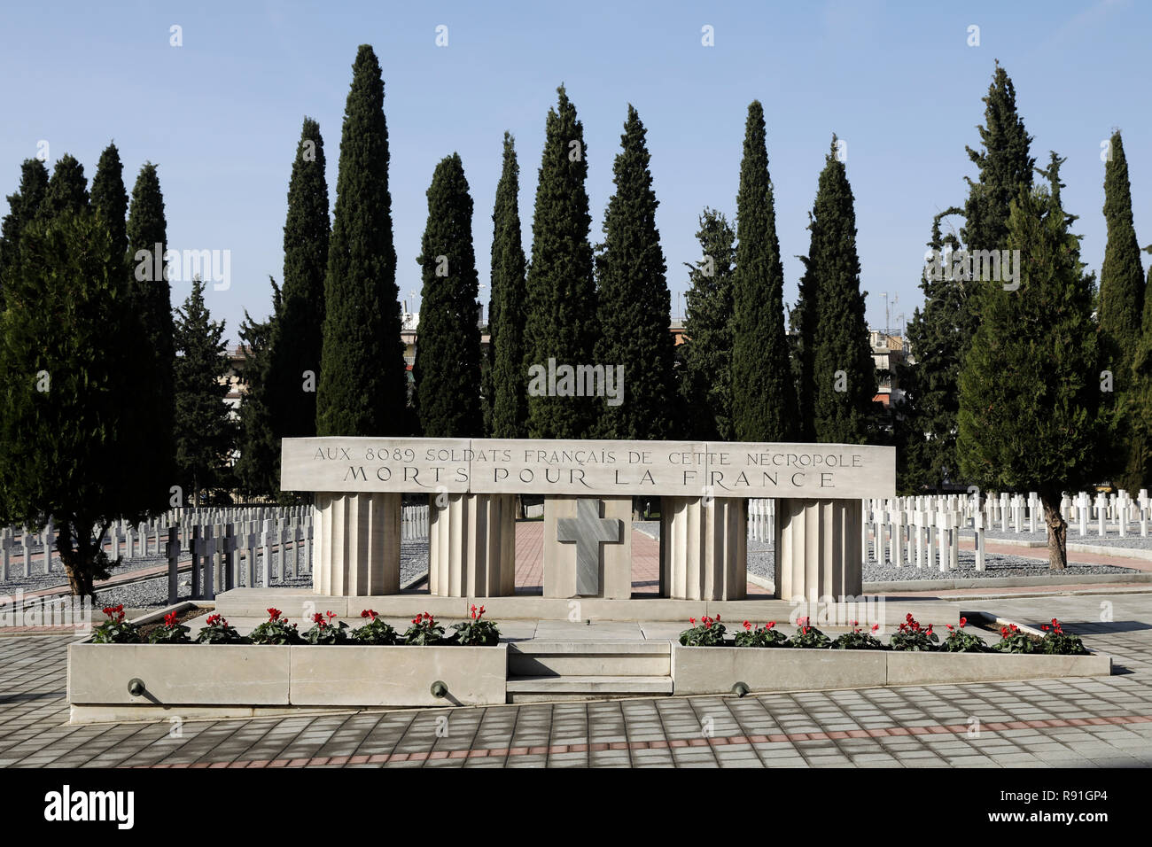The French Monument at Zeitenlik Allied Cemeteries, Thessaloniki, Greece Stock Photo