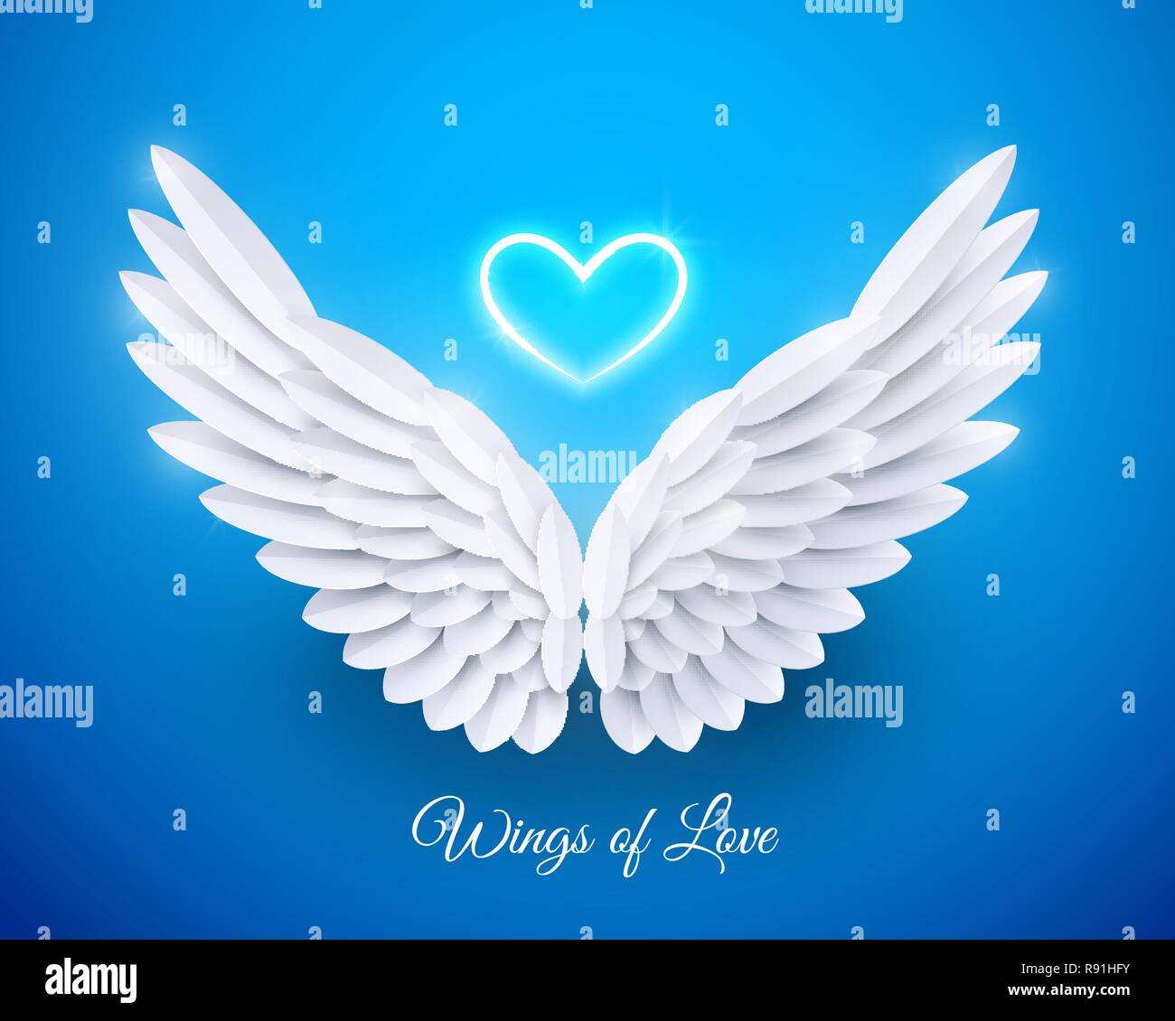 Vector 3d white realistic layered paper cut angel wings Stock Vector ...