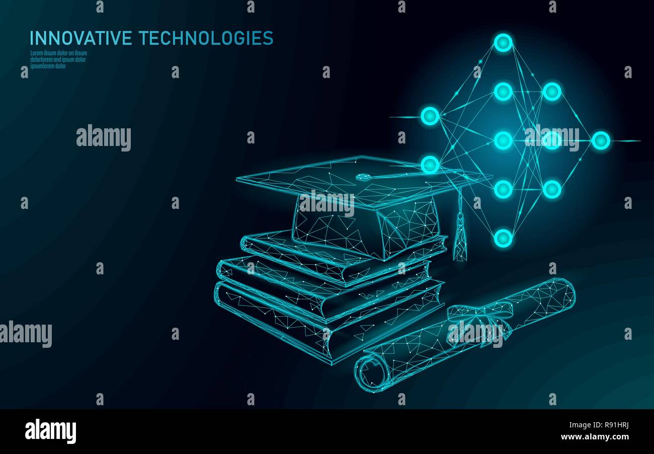 Machine Learning 3d Low Poly Technology Business Concept Neural