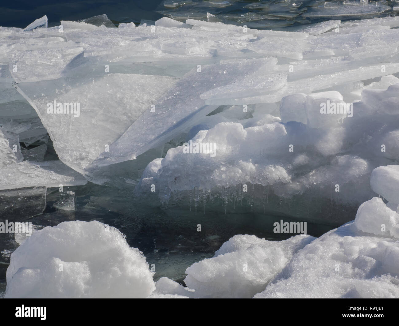 Spring Thaw Melting Snow Ice Stock Photos & Spring Thaw Melting Snow
