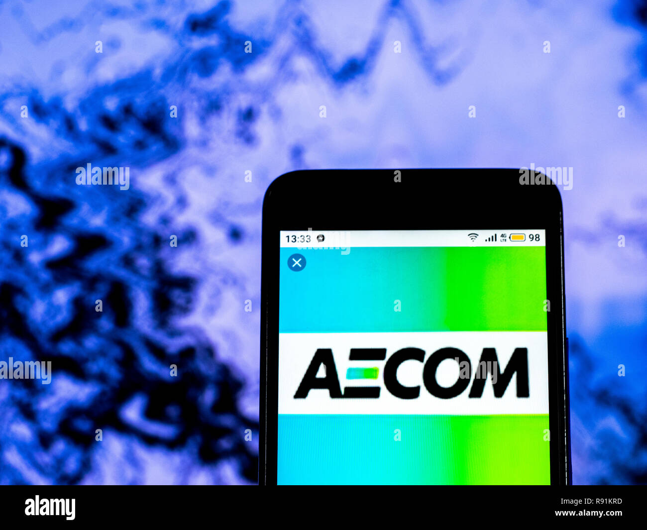 AECOM Engineering company logo seen displayed on smart phone Stock Photo