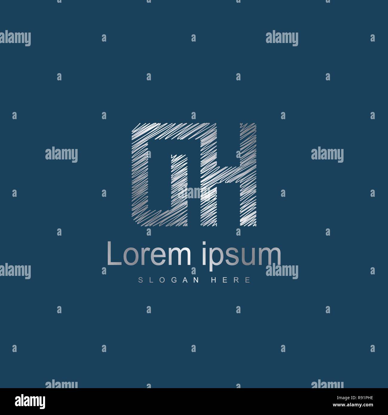 Initial Letter DH Logo Template Vector Design Stock Vector