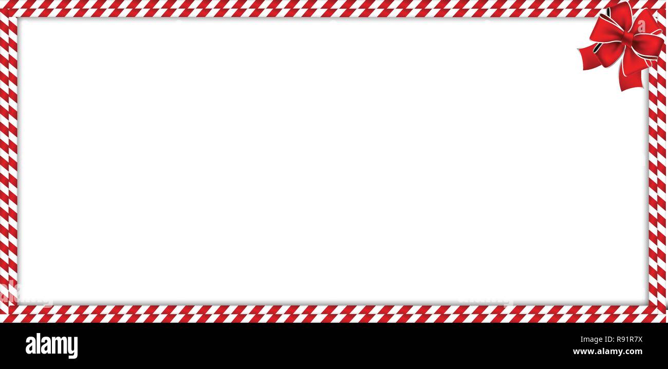 Christmas, new year rectangle candy cane frame with red and white ...