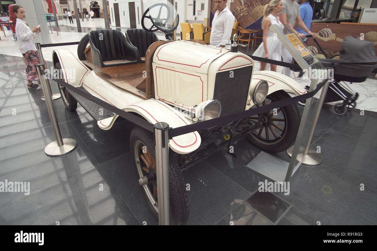 Museum car exhibit in the Ferrari World Abu Dhabi Stock Photo