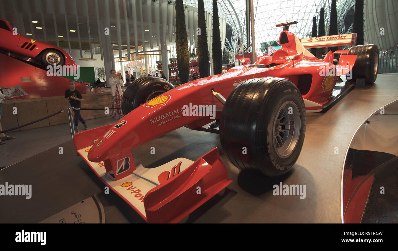 Exhibition car in a theme park Ferrari World Abu Dhabi Stock Photo