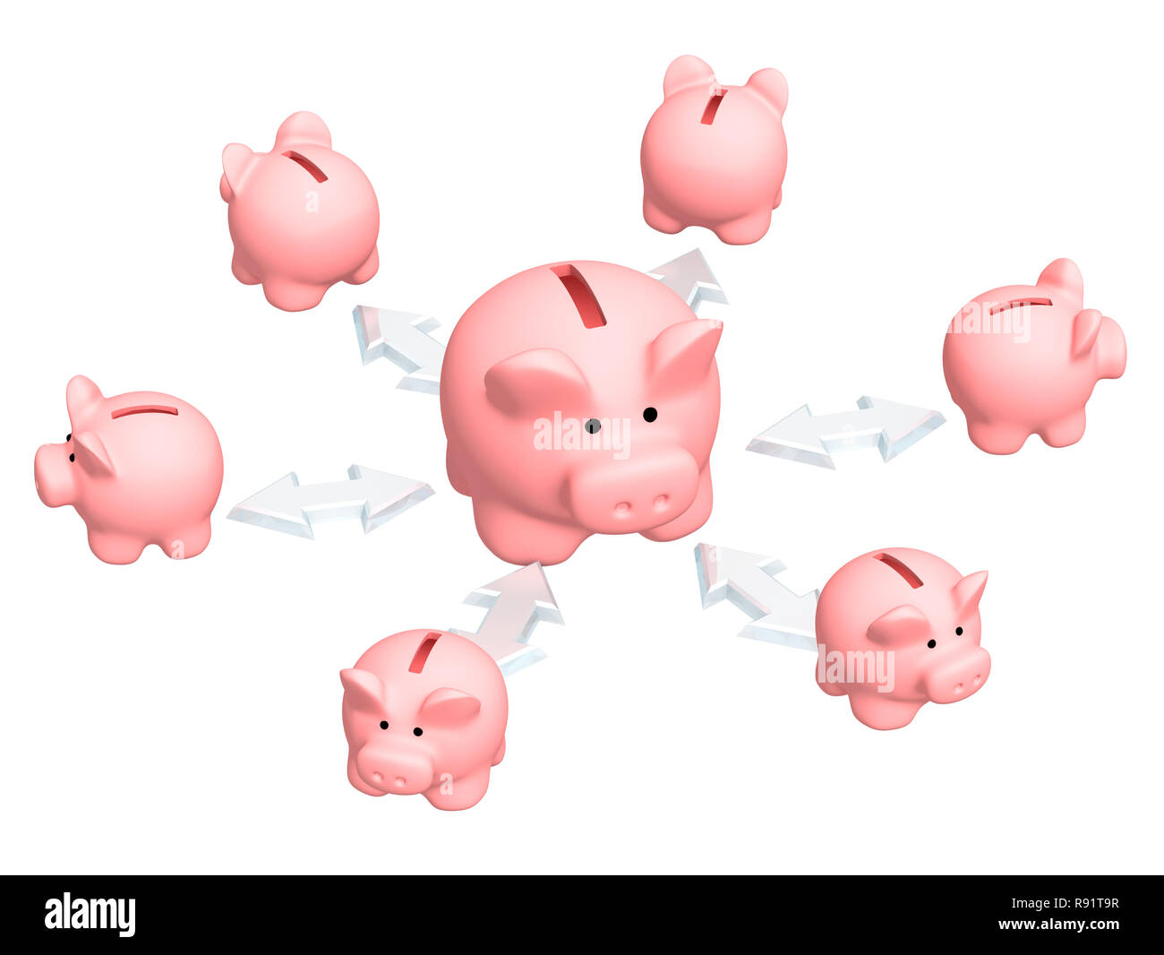 Conceptual image - distribution of finances Stock Photo