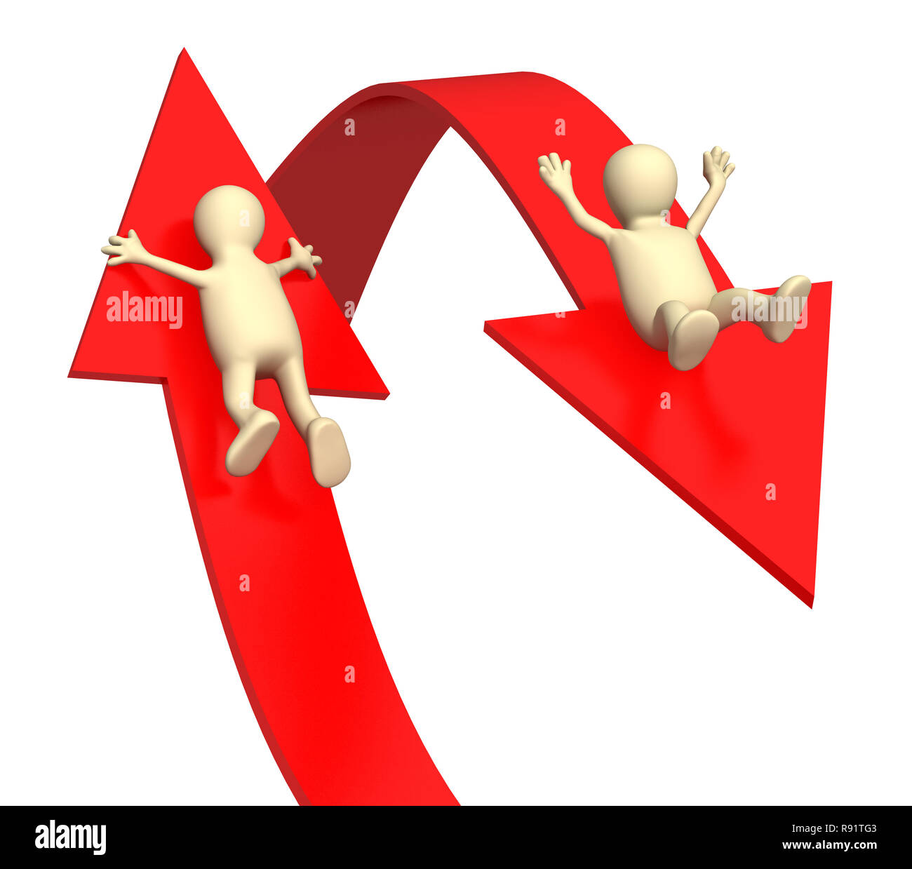 Conceptual image - rise and falling Stock Photo - Alamy