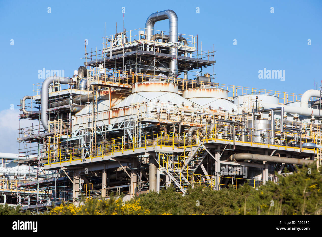 The Rampside gas terminal in Barrow in Furness, Cumbria, UK, which processes natural gas from the Morecambe Bay gas fields. Stock Photo