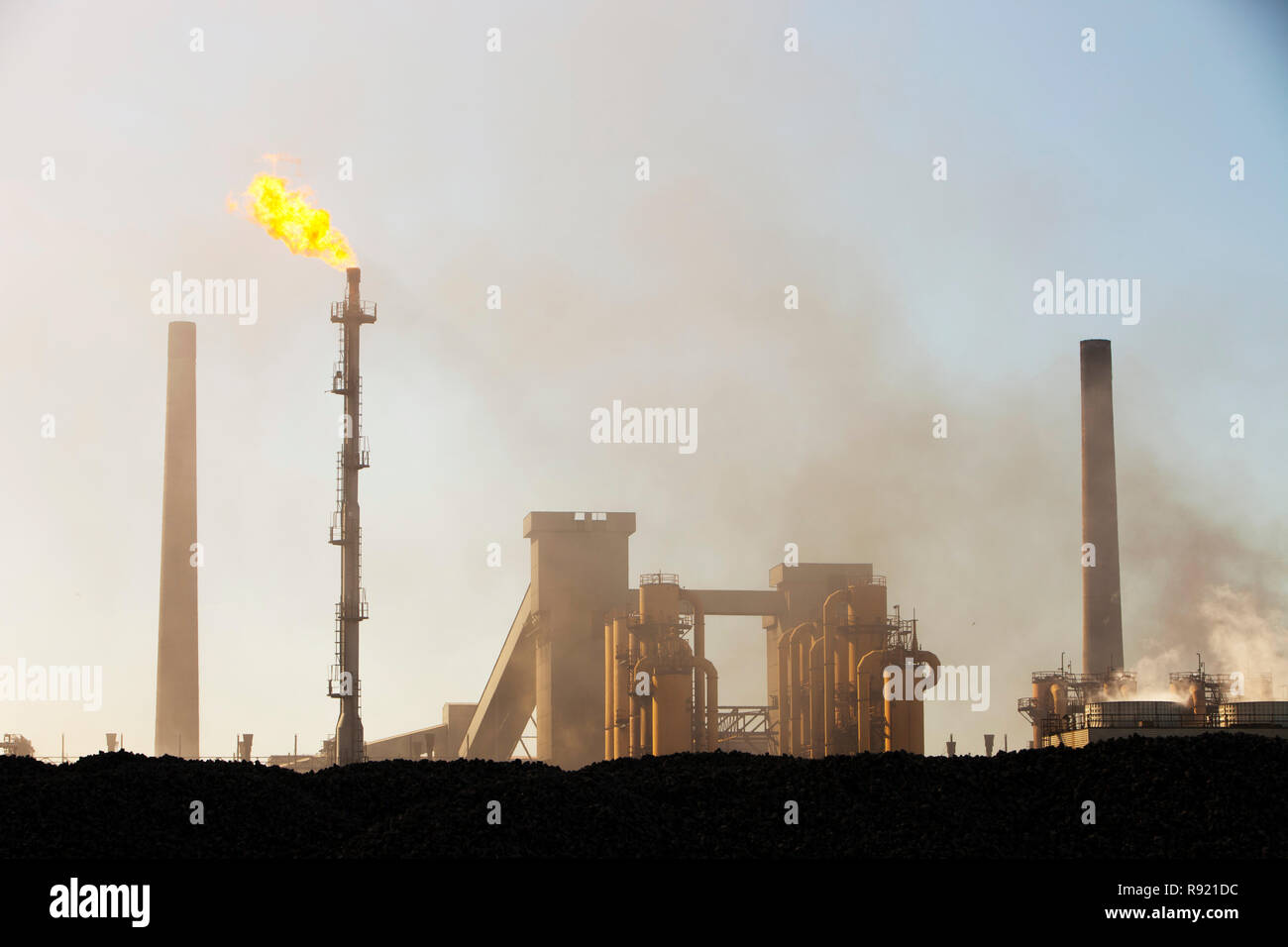 Air pollution and emissions from Redcar steel works, Teesside, England, UK Stock Photo