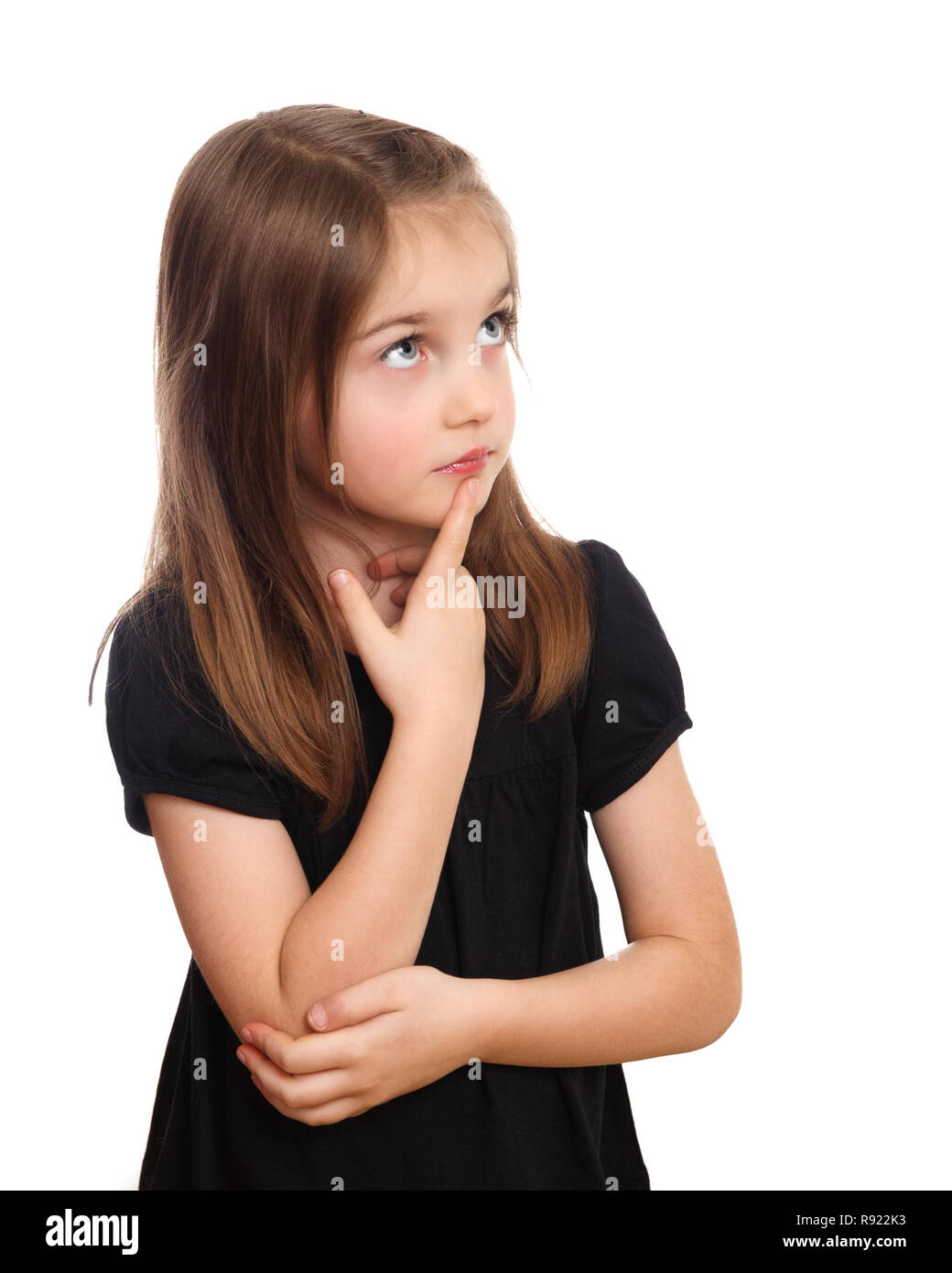 Cute Young Girl With Finger On Mouth Thinking Pondering Or D