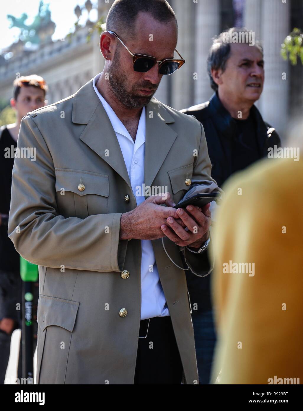 PARIS, France- September 27 2018: Men on the street during the Paris Fashion Week. Stock Photo
