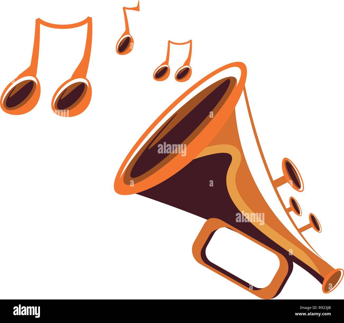 trumpet instrument with musical notes vector illustration design Stock