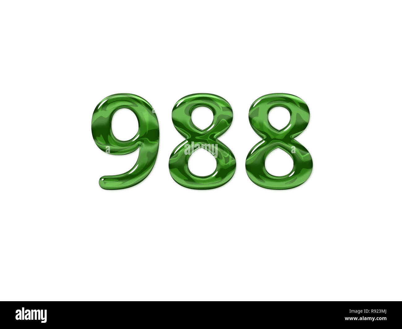 Green Number 988 isolated white background Stock Photo - Alamy