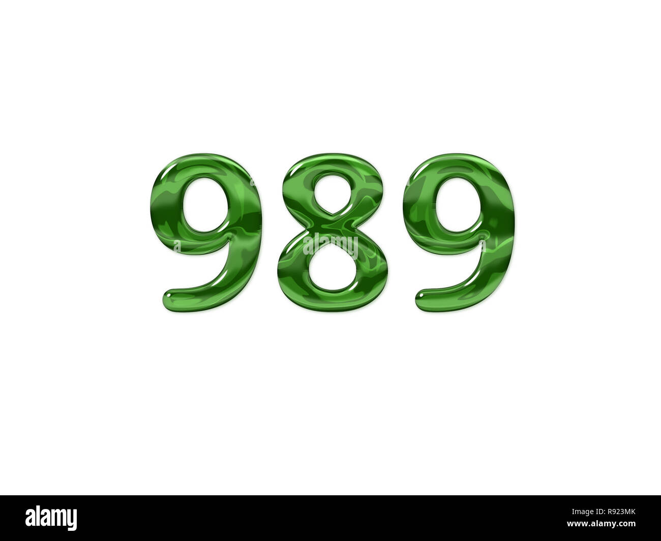 Green Number 989 isolated white background Stock Photo - Alamy