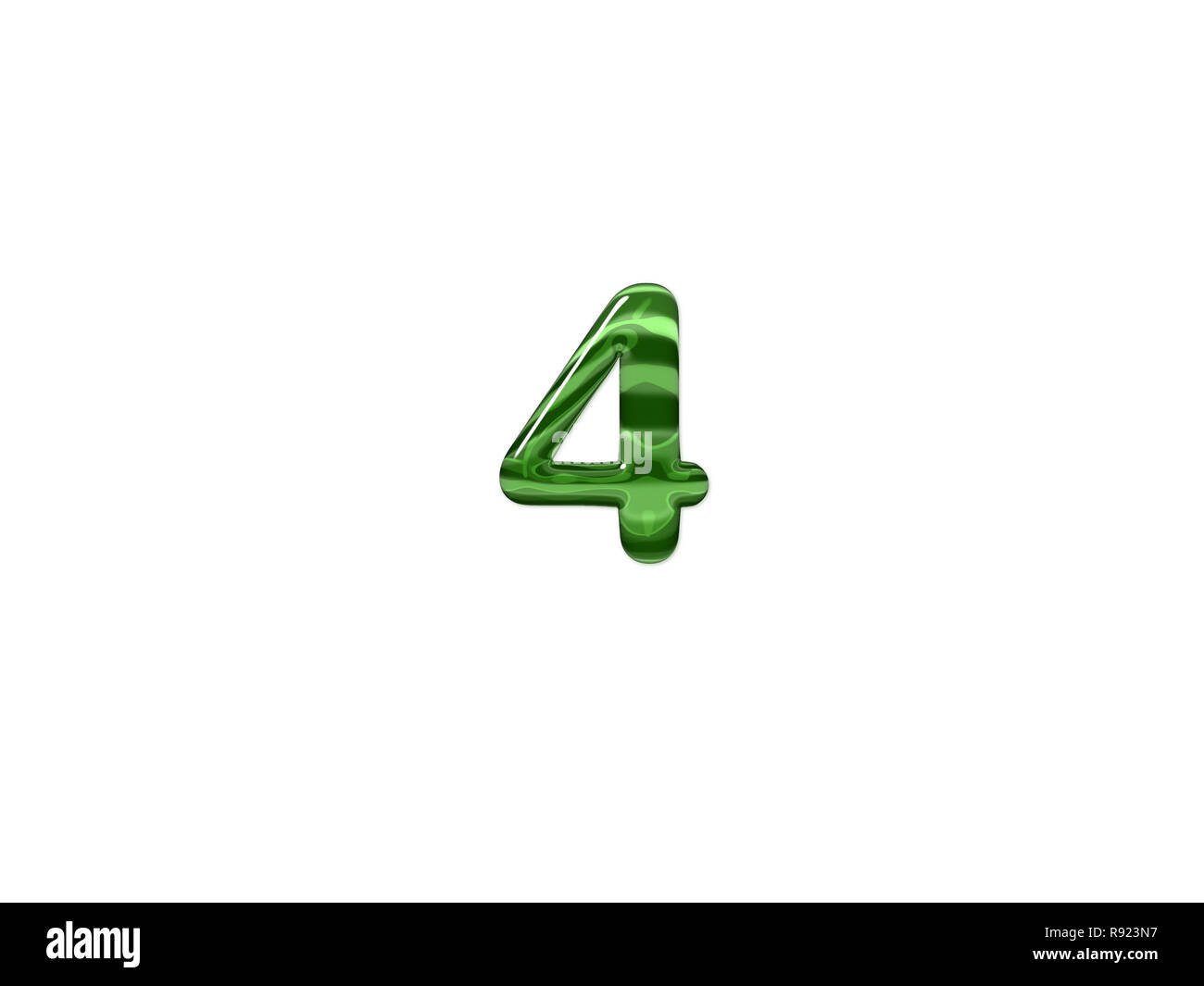 Green Number 4 isolated white background Stock Photo - Alamy
