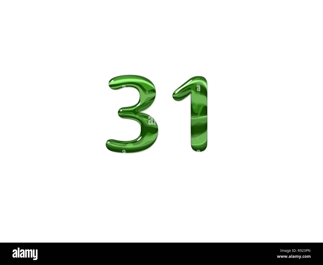 Green Number 31 isolated white background Stock Photo - Alamy