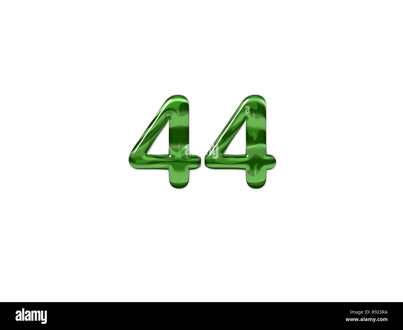 Green Number 44 isolated white background Stock Photo - Alamy