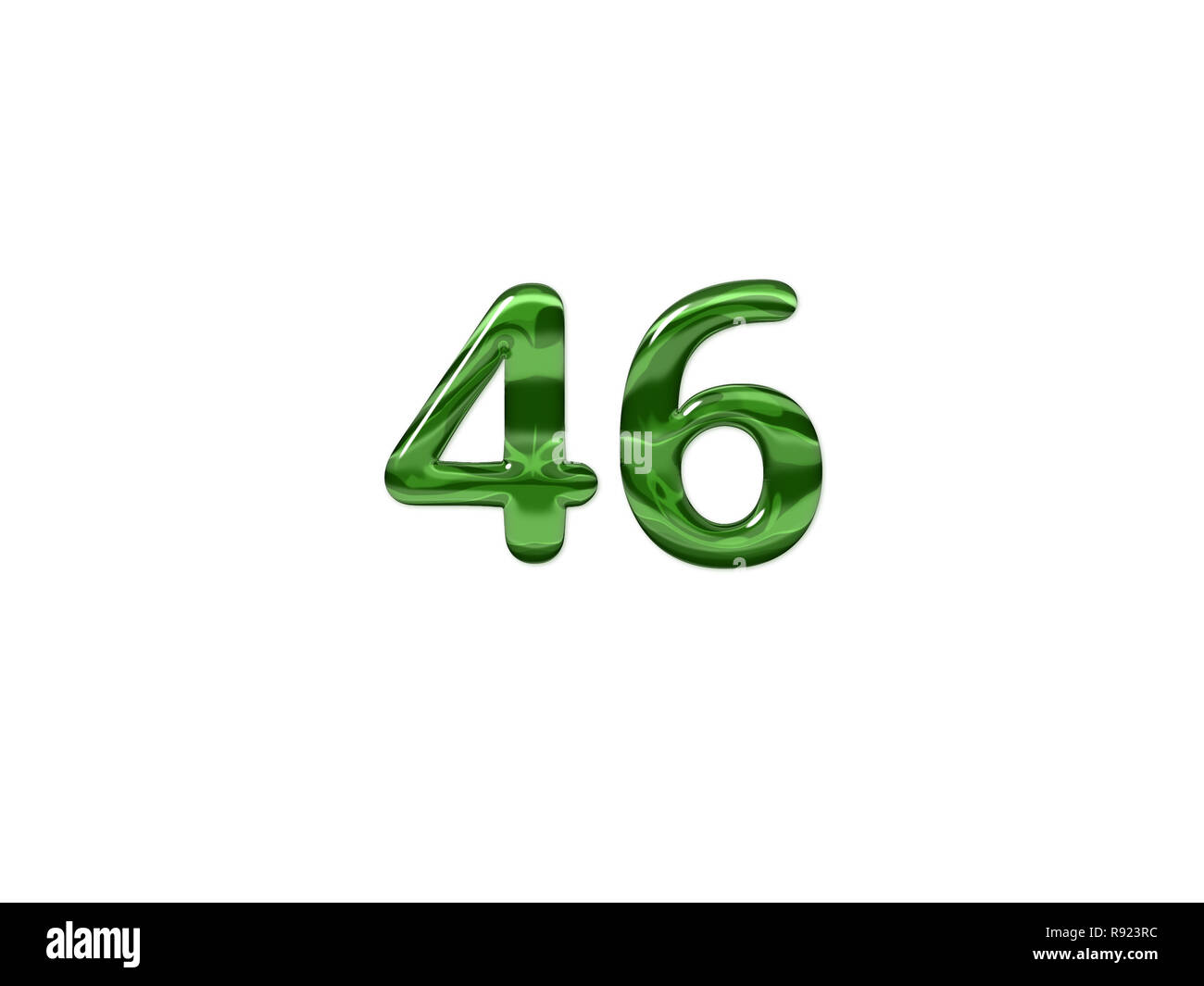 Green Number 46 isolated white background Stock Photo