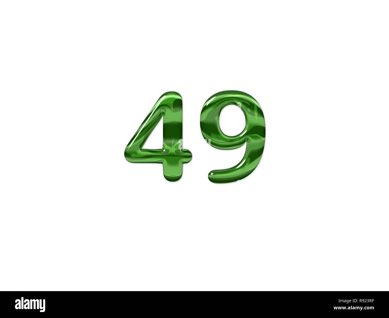 Green Number 49 isolated white background Stock Photo