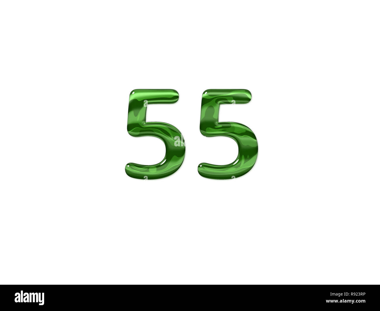 Green Number 55 isolated white background Stock Photo - Alamy