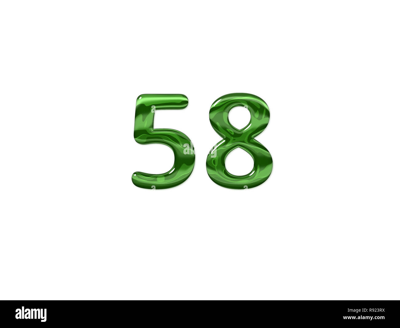 Green Number 58 isolated white background Stock Photo - Alamy