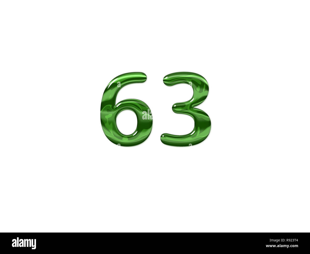 Green Number 63 isolated white background Stock Photo - Alamy