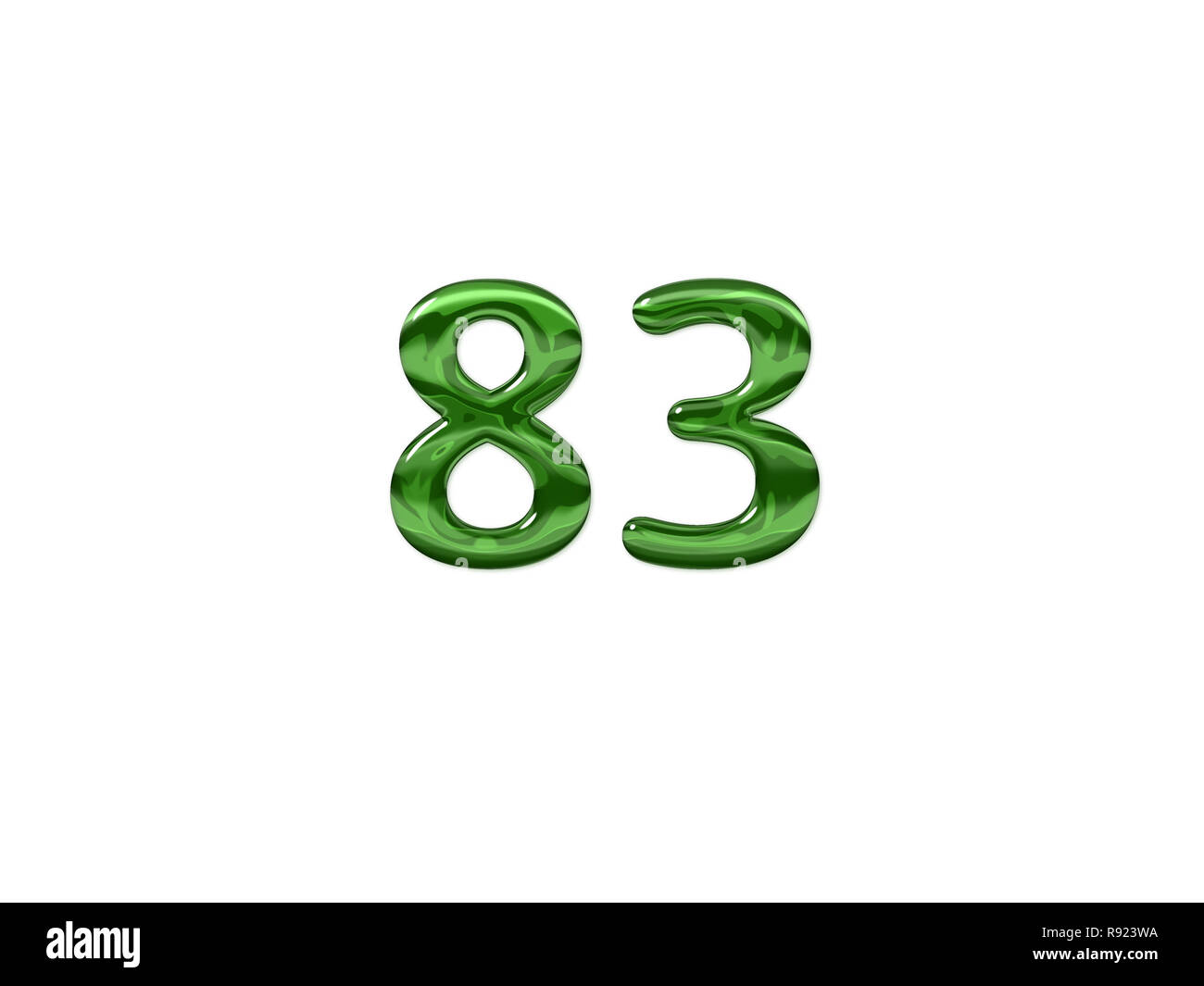 Green Number 83 isolated white background Stock Photo