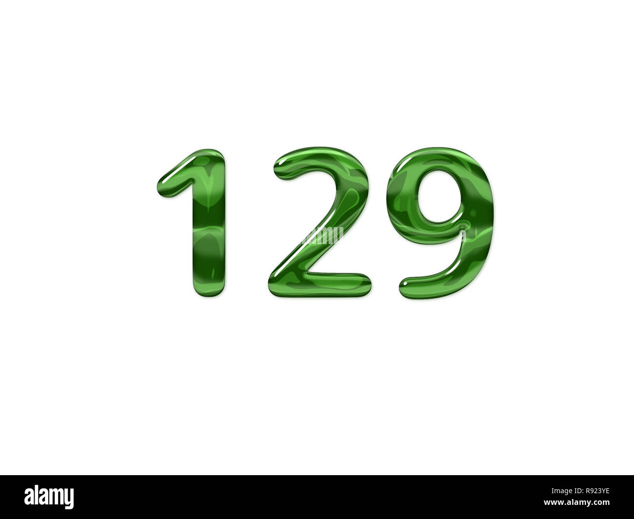 Green Number 129 isolated white background Stock Photo - Alamy