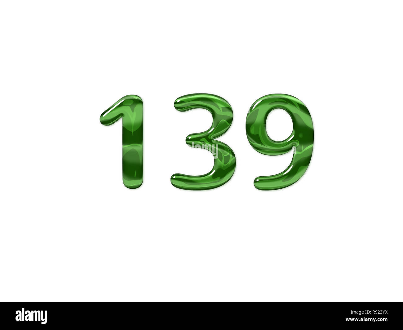 Green Number 139 isolated white background Stock Photo - Alamy