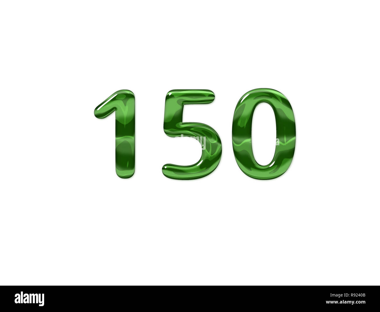 Green Number 150 isolated white background Stock Photo