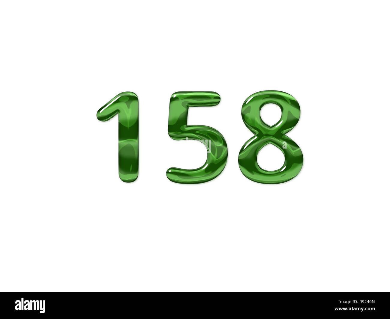 Green Number 158 isolated white background Stock Photo