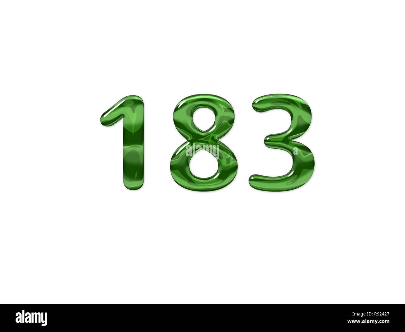 Green Number 183 isolated white background Stock Photo - Alamy