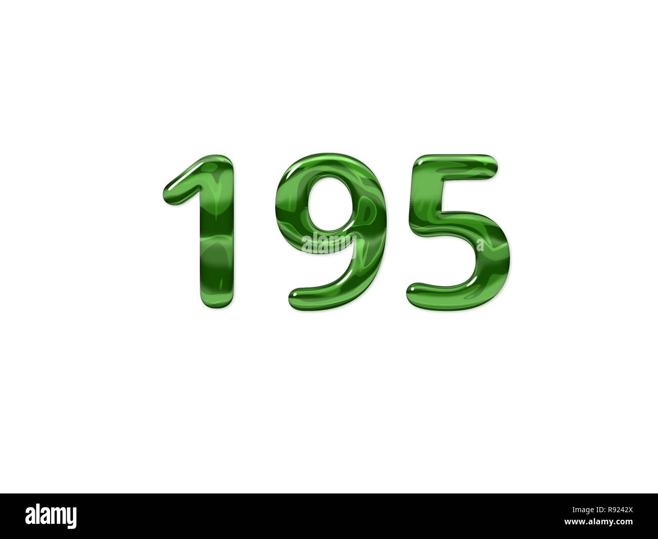 Green Number 195 isolated white background Stock Photo