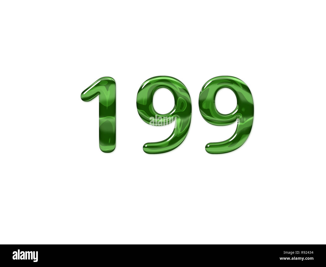 Green Number 199 isolated white background Stock Photo - Alamy