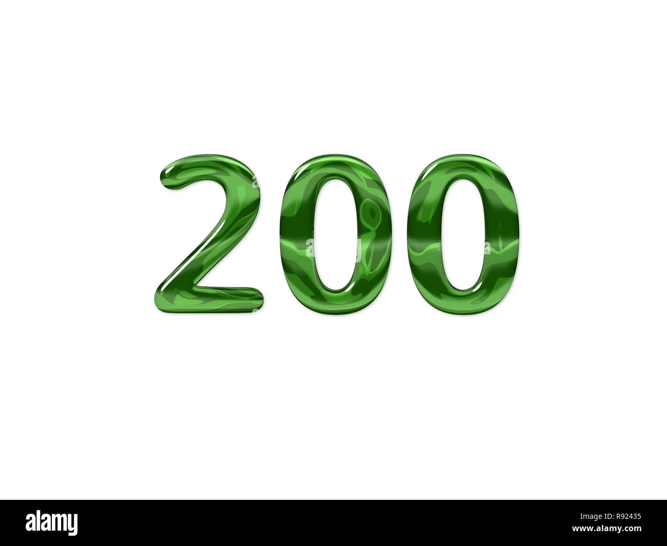 Green Number 200 isolated white background Stock Photo