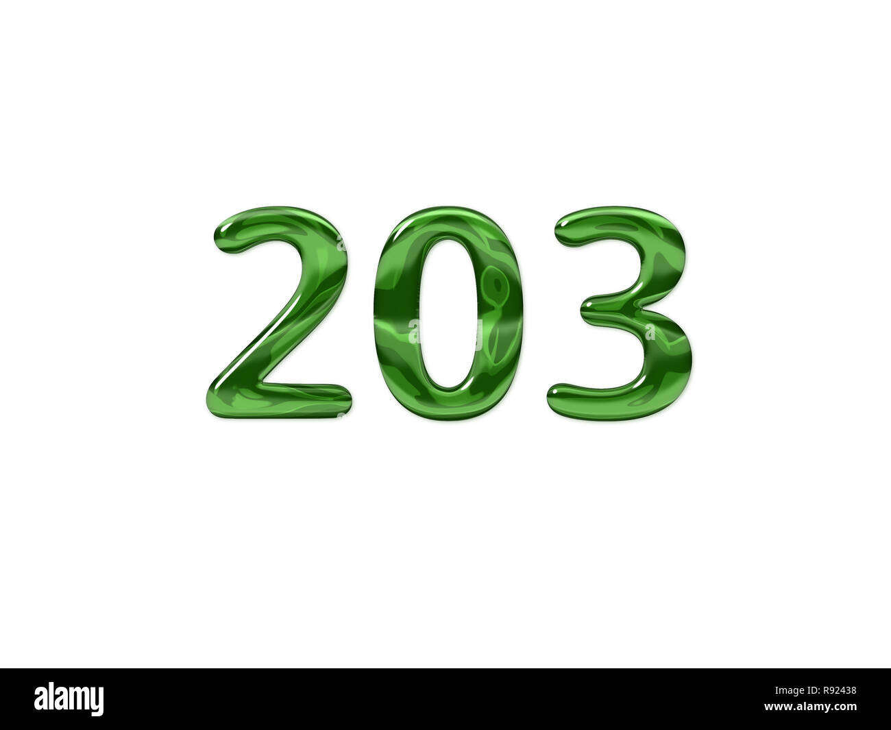 Green Number 203 isolated white background Stock Photo