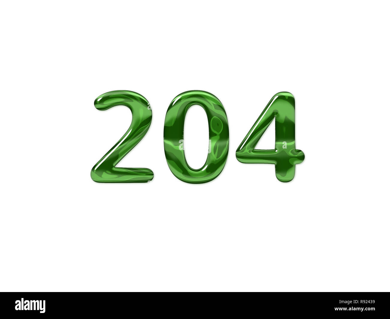Green Number 204 isolated white background Stock Photo