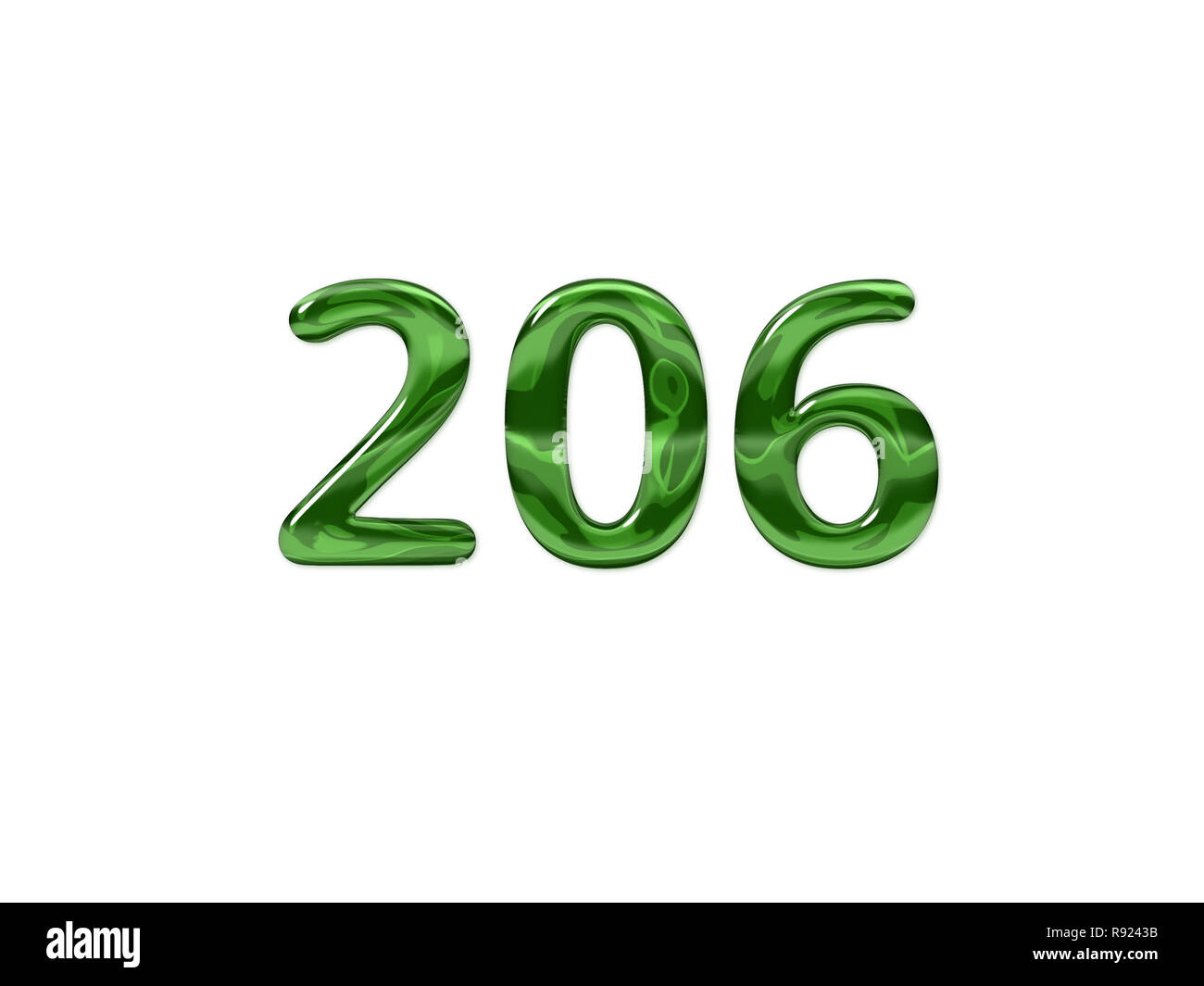 Green Number 206 isolated white background Stock Photo - Alamy