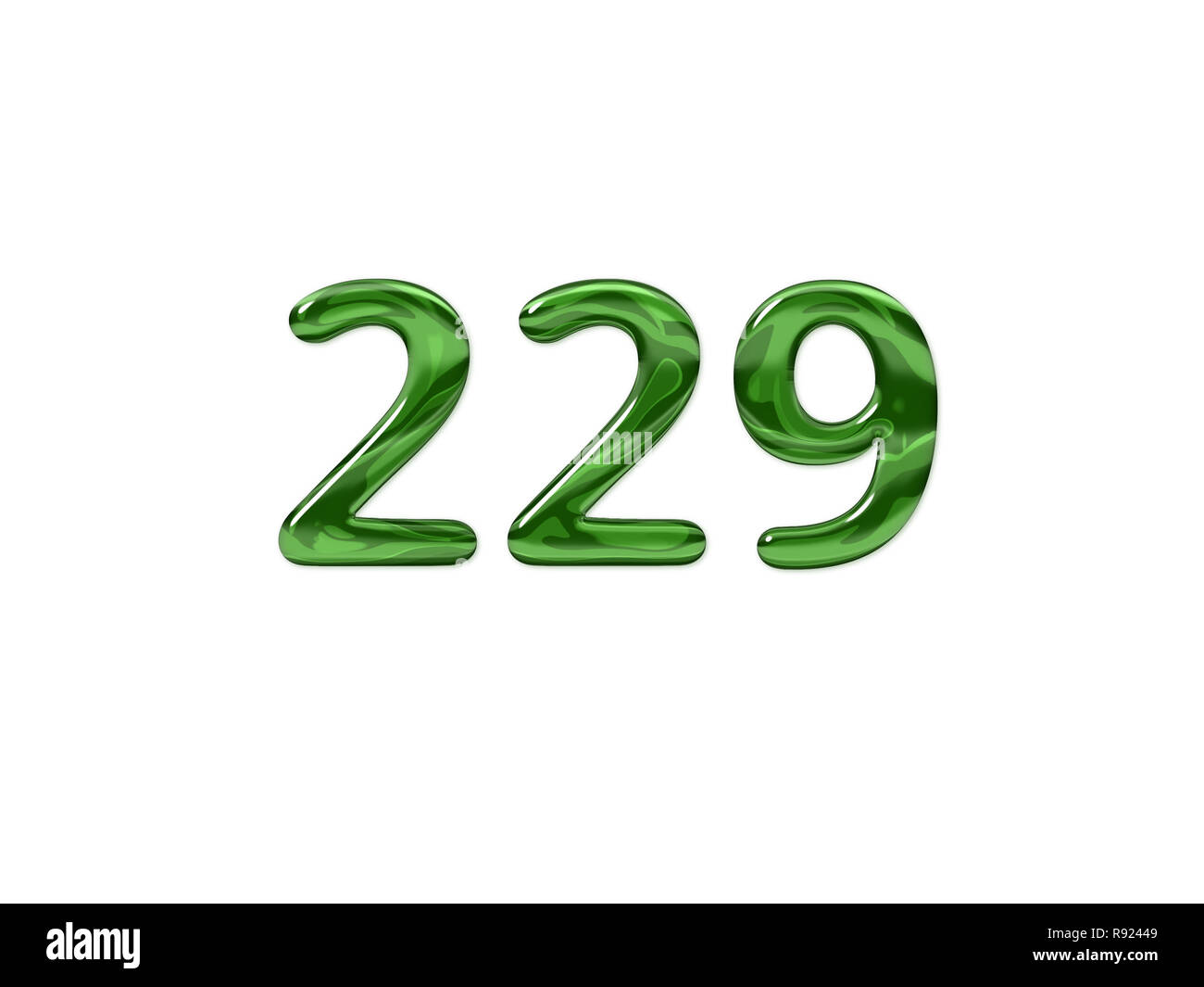 Green Number 229 isolated white background Stock Photo - Alamy