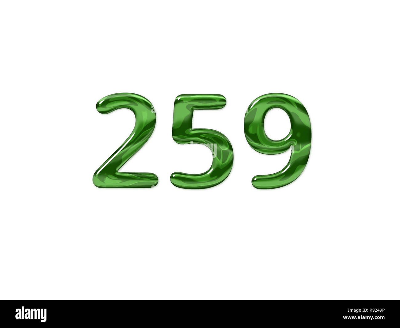 Green Number 259 isolated white background Stock Photo - Alamy