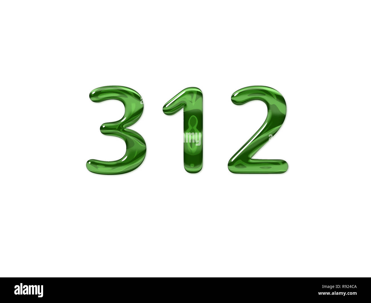 3D Number 312 three hundred twelve lively colours Stock