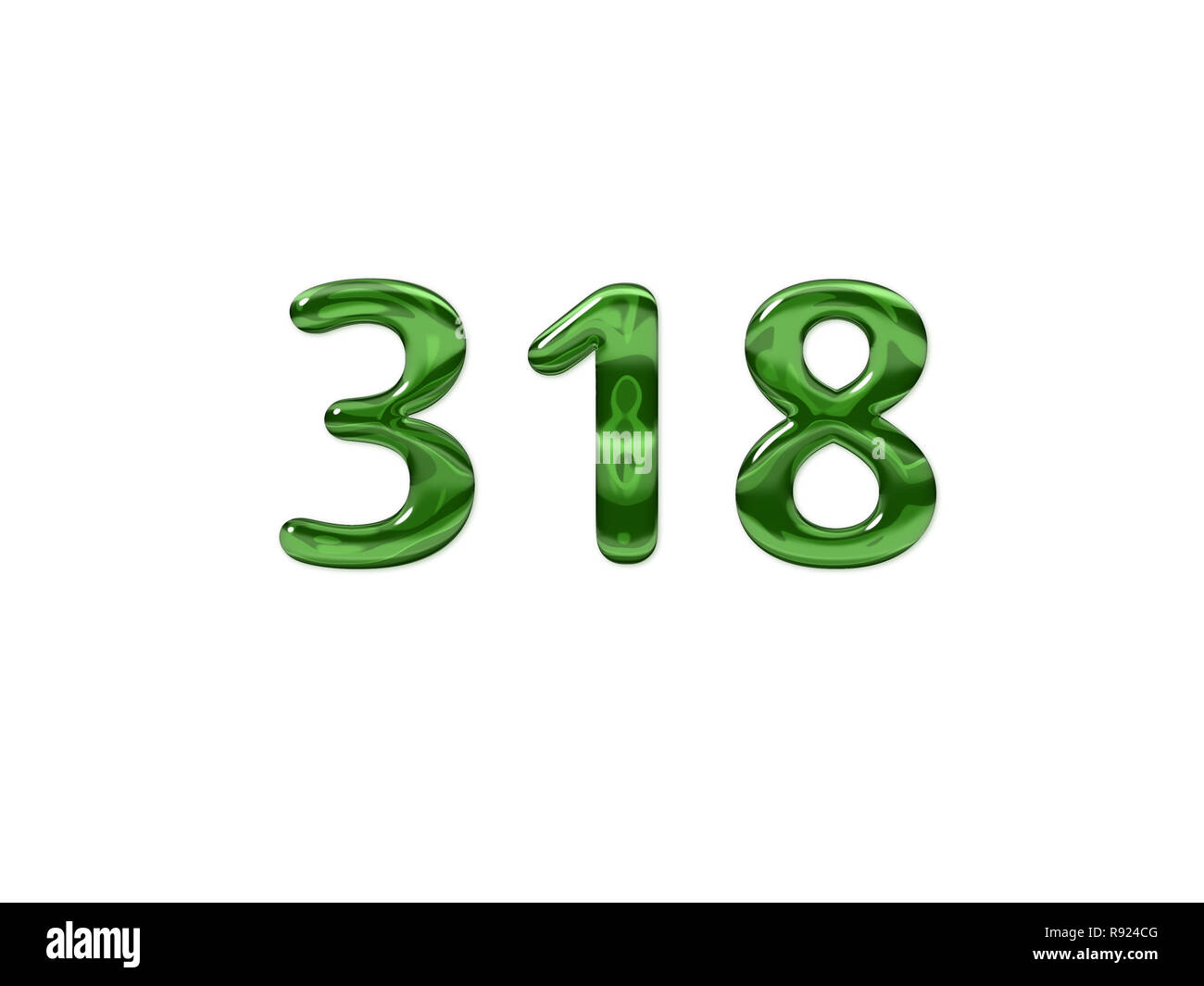 Green Number 318 isolated white background Stock Photo - Alamy