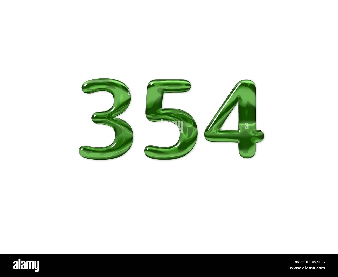 Green Number 354 isolated white background Stock Photo - Alamy