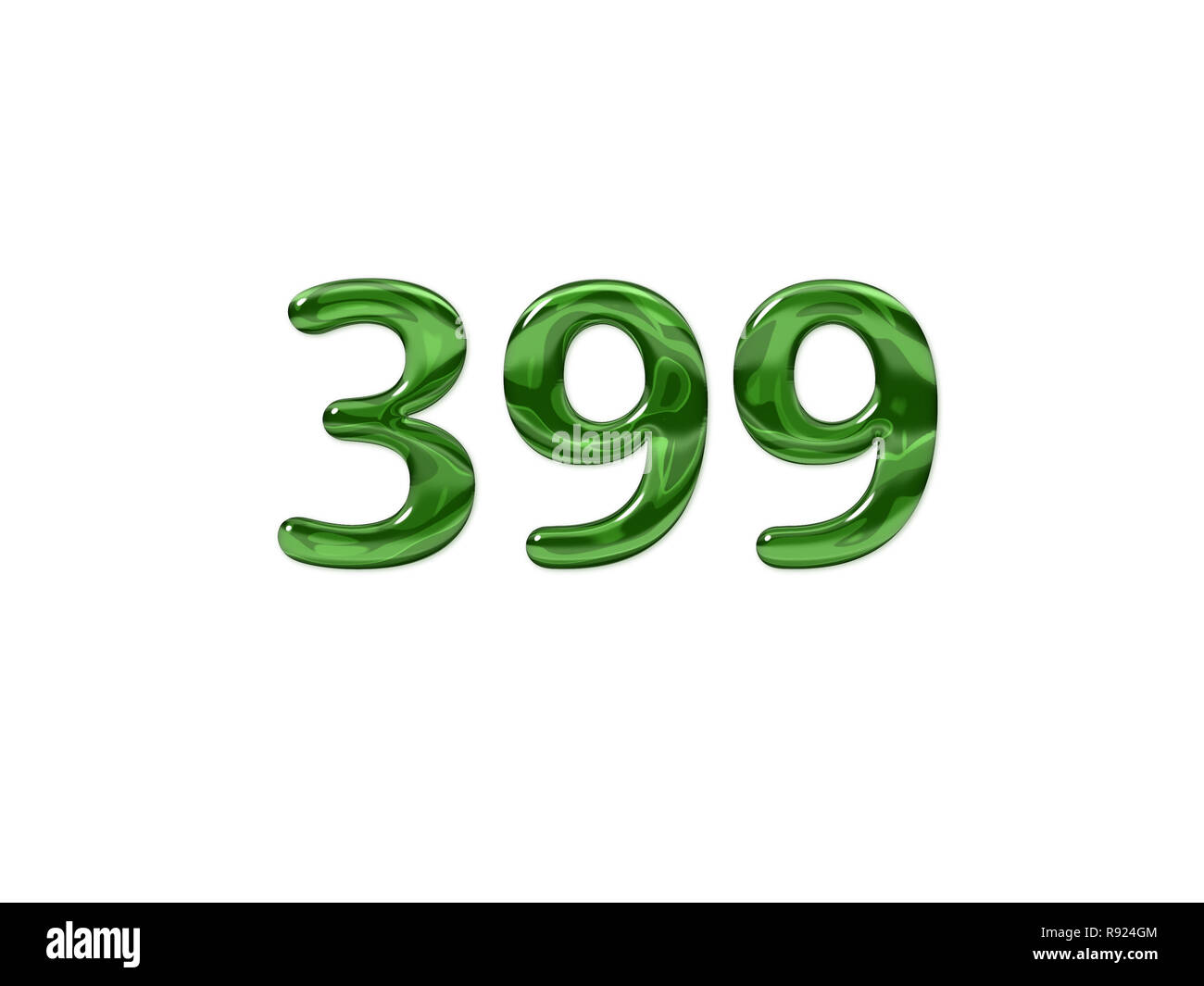 Green Number 399 isolated white background Stock Photo